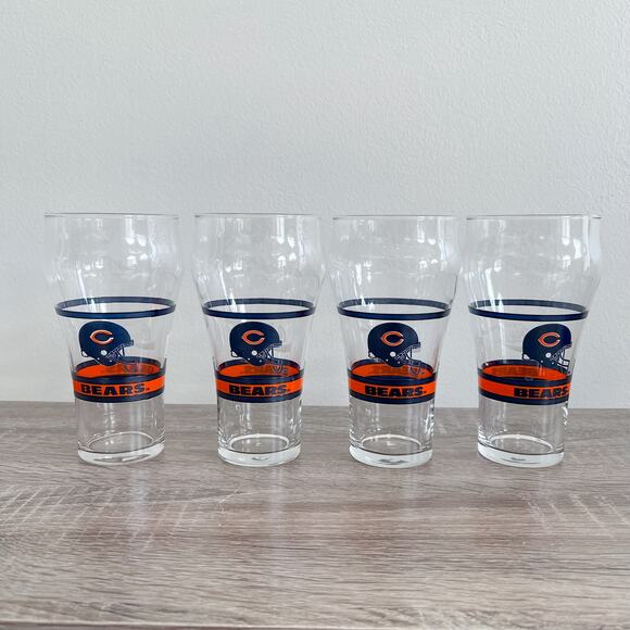 Vintage (set of 4) Chicago Bears Coca Cola Drinking Glasses - Picture 1 of 4